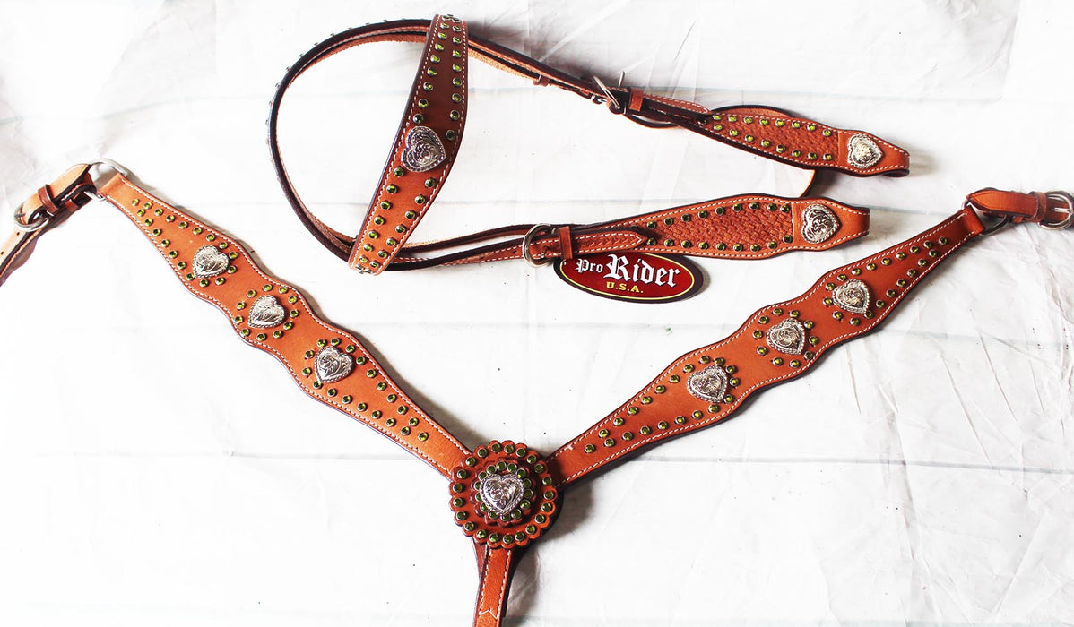 Horse Tack Bridle Western Leather Headstall Breast Collar 9205BCO231