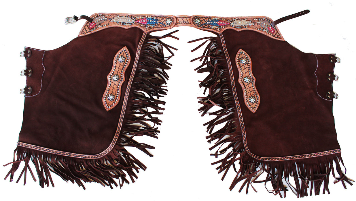 Horse Western Fashion Cowboy Show Tooled Leather Chinks 924J01