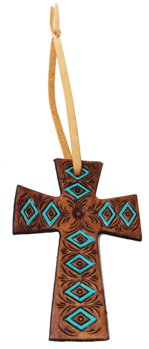 Western Barrel Tooled Leather Cross Tie Saddle Christmas Tree 96FK