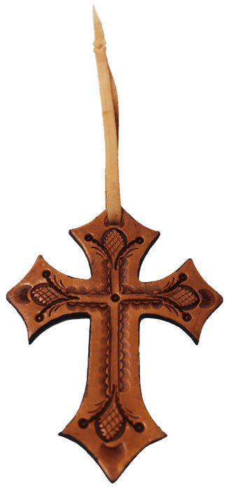 Western Barrel Tooled Leather Cross Tie Saddle Christmas Tree 96FK