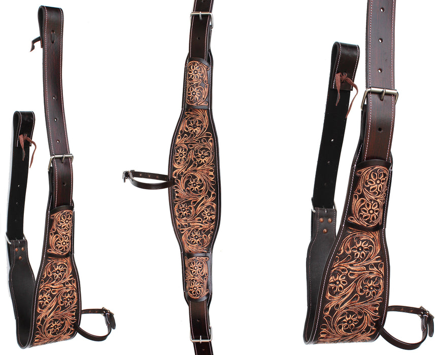 Horse Floral Tooled  Leather Rear Flank Saddle Cinch Billets 97101