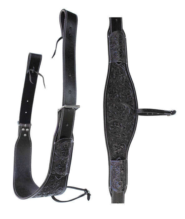 Horse Floral Tooled  Leather Rear Flank Saddle Cinch Billets 97101