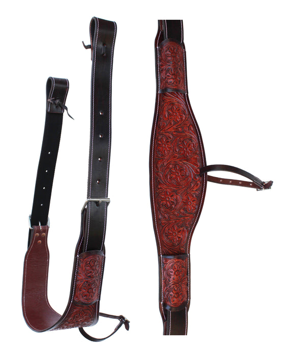 Horse Floral Tooled  Leather Rear Flank Saddle Cinch Billets 97101