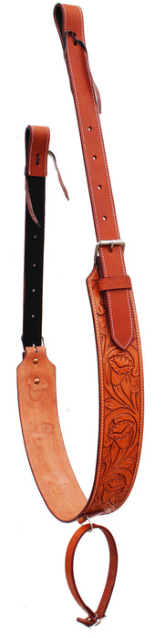 36" Western Horse Oiled Tan Leather Floral Tooled Rear Flank Saddle Cinch with Billets 97109TN