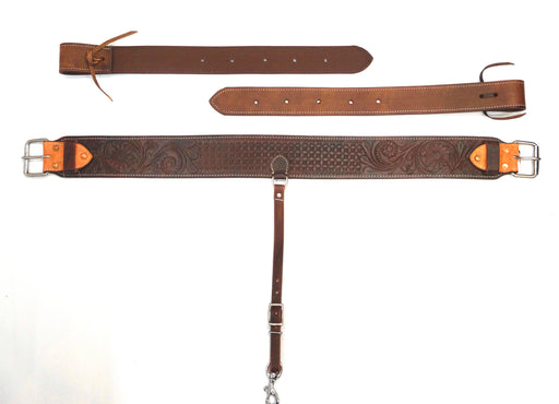 Horse Western Floral Tooled Leather Rear Flank Saddle Cinch Billets 97118