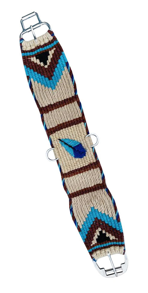 22" Western 15-Strand Wool Feather Knitted Straight Cinch Girth Turquoise 97130S-22