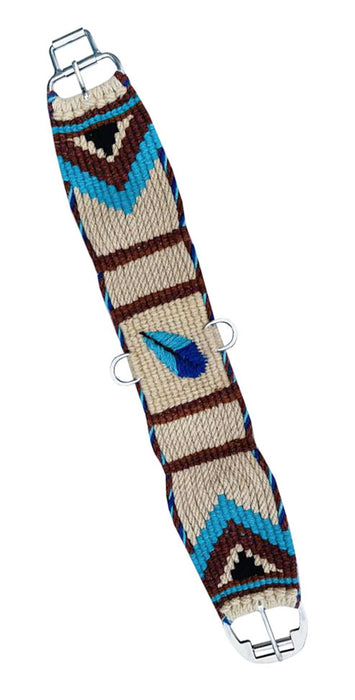 22" Western 15-Strand Wool Feather Knitted Straight Cinch Girth Turquoise 97130S-22