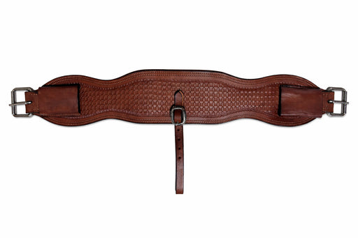 34" Western Leather Flank Cinch 5" Wide Tooled Center w/ Billets Brown Horse Tack