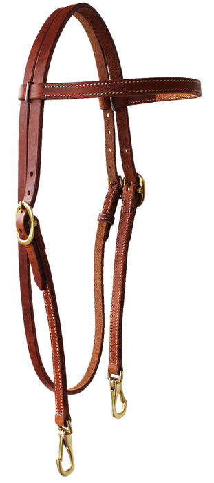 Horse Western Challenger USA Hermann Oak Leather Headstall with Snap Ends 975H101