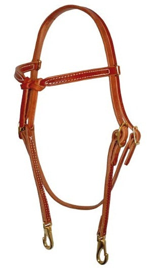 Amish USA Horse Tack Hermann Oak Leather Knotted Browband with Snap 975H201