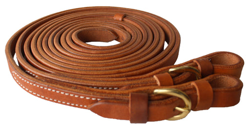 Horse Challenger USA Western Hermann Oak Leather Brass Buckle End Reins Tack 975H3473
