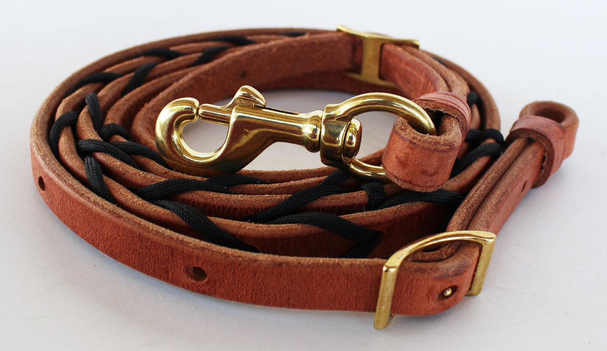 Horse Amish Made In USA Hermann Oak Leather Paracord Western Reins 975H513