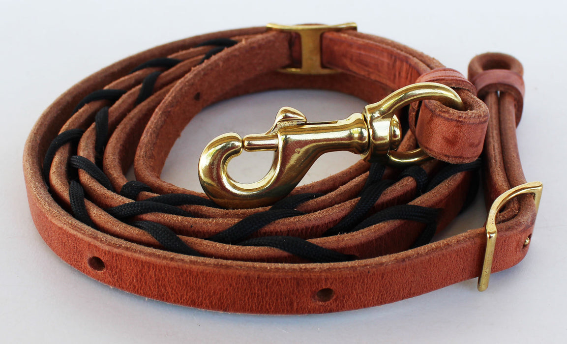 Horse Amish Made In USA Hermann Oak Leather Paracord Western Reins 975H513