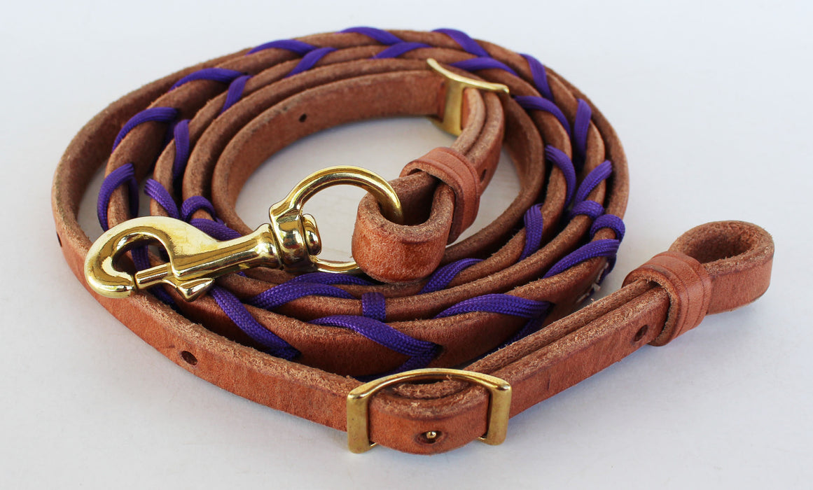 Horse Amish Made In USA Hermann Oak Leather Paracord Western Reins 975H513