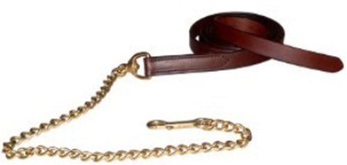Horse Challenger  Western Halter Leather Lead Shank Brass Chain 975N063