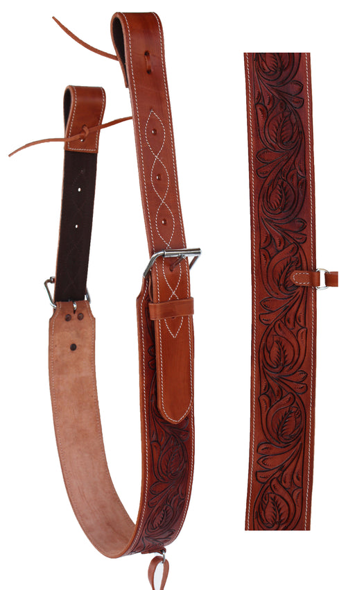 Horse Western Leather Tooled Back Rear Cinch Flank Girth w/ Off Billets 9760A