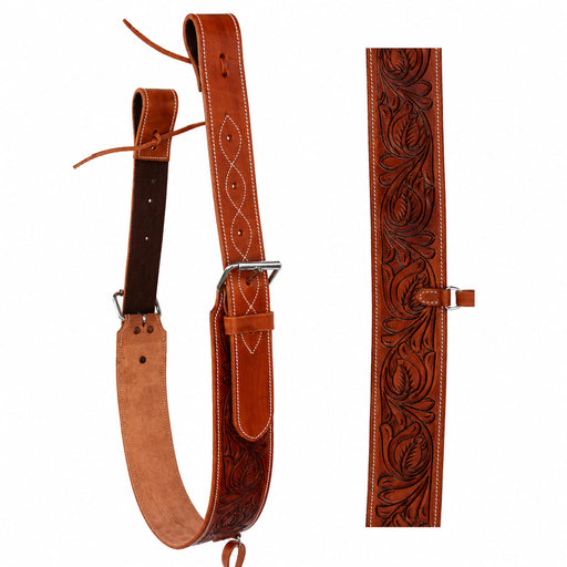Horse Western Leather Tooled Back Rear Cinch Flank Girth w/ Off Billets 9760A