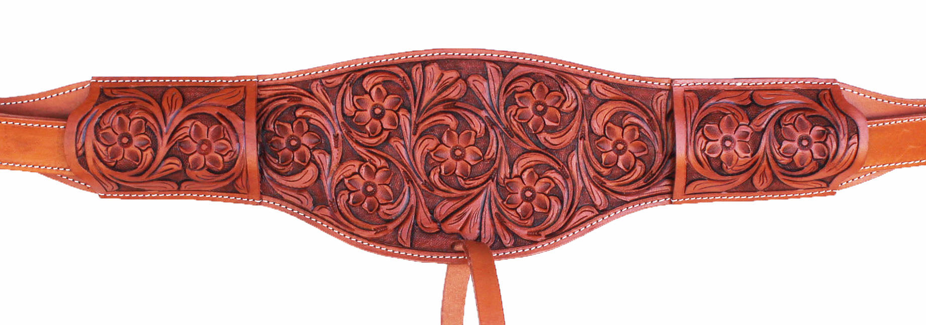 Horse Western Floral Tooled Leather Rear Flank Saddle Cinch w/ Billets 9772