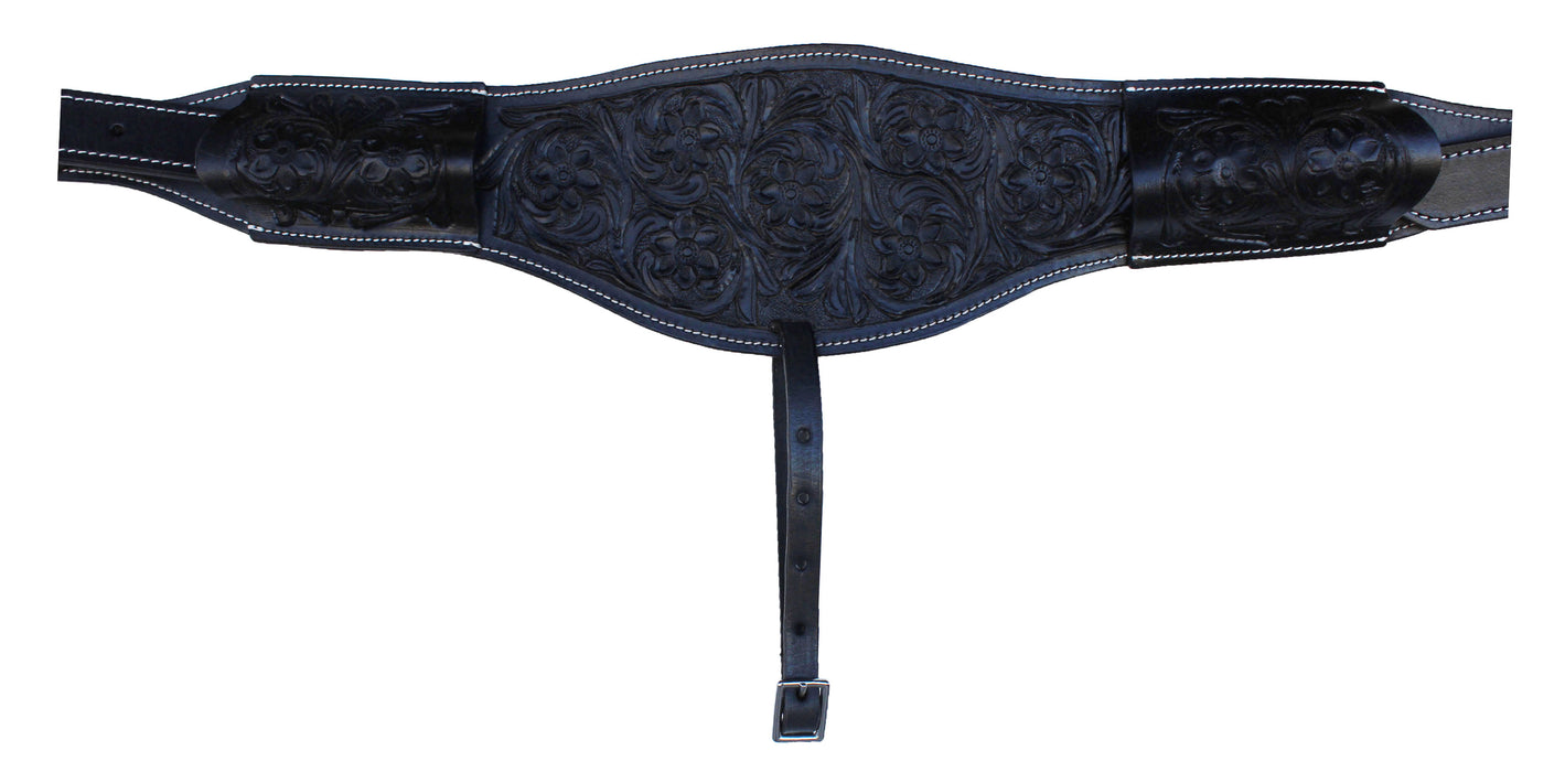 Horse Western Floral Tooled Leather Rear Flank Saddle Cinch w/ Billets 9772