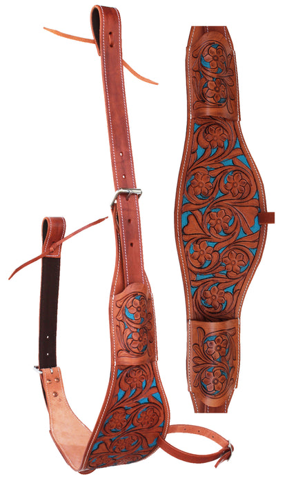 Horse Western Floral Tooled Leather Rear Flank Saddle Cinch w/ Billets 9772