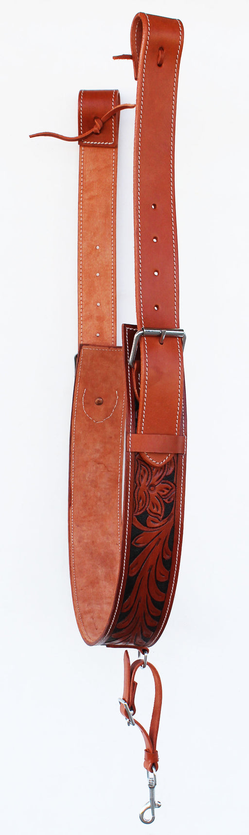 Challenger Western Floral Tooled Leather Rear Flank Back Cinch w/ Billets 9776