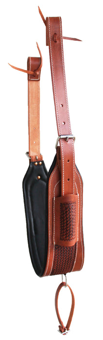 Horse Western Tooled Padded Leather Rear Flank Saddle Cinch Billets 9782