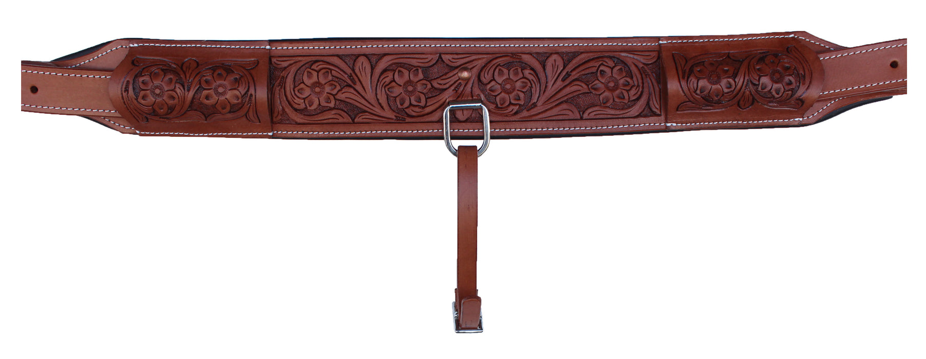 Horse Western Floral Tooled Leather Rear Flank Saddle Cinch w/ Billets 9788