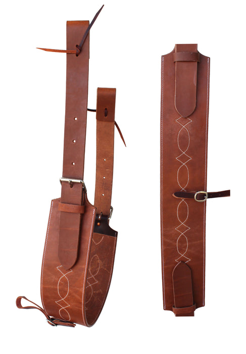 Horse Western Challenger Leather Fancy Stitch Roper Back Cinch Girth Billets 97RS02