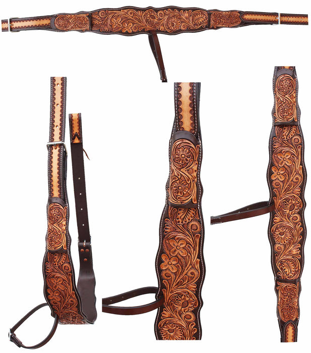 Horse Western Floral Tooled Leather Rear Flank Saddle Cinch Billets 97RS05