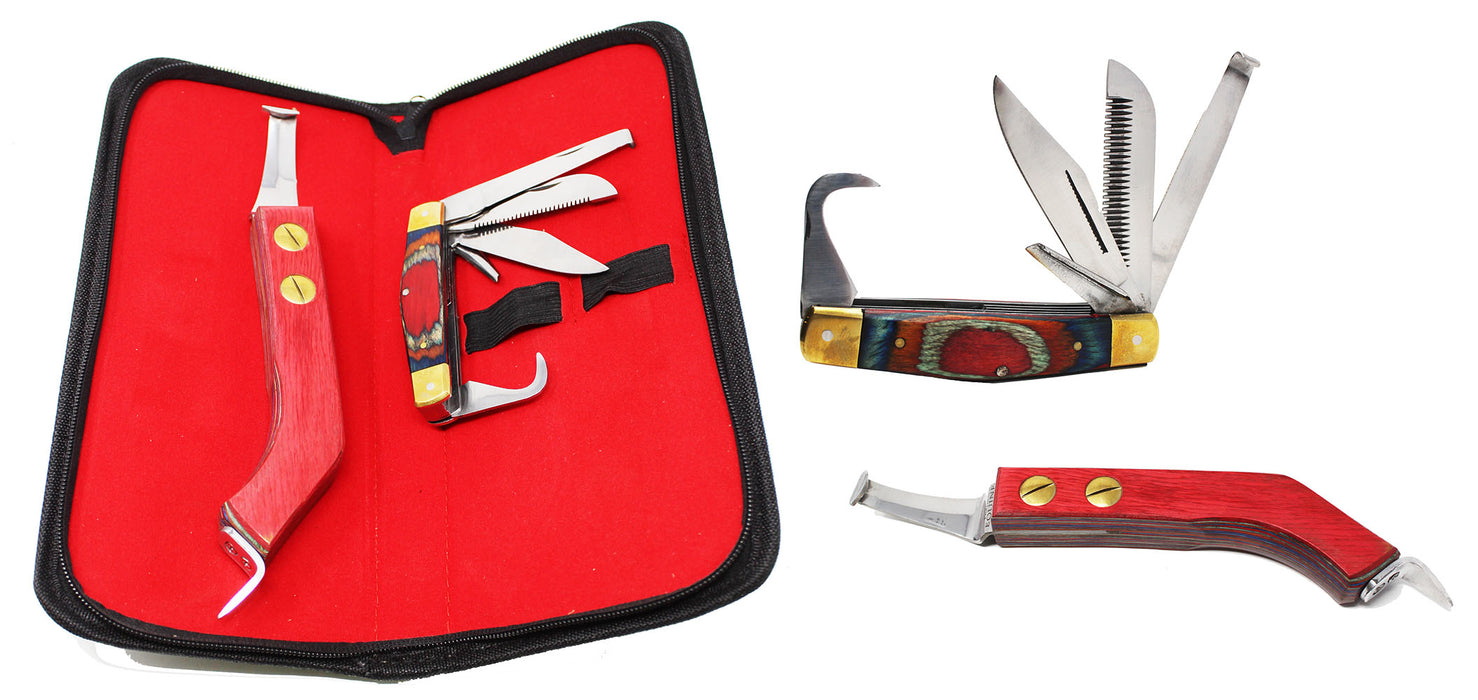 Horse Farrier Tool Equine Grooming 2-Pcs Hoof Pick Multi knife Kit 984127