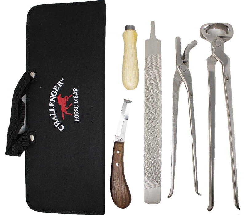 Horse Farrier Kit Tool 5-Piece Horse Equine Hoof Grooming Shoe Care Bag 984143