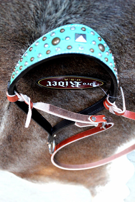 Horse Bridle Western Barrel Racing Tack Rodeo NOSEBAND Turquosie 99211