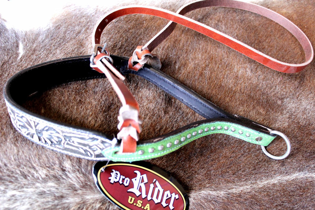 Horse Bridle Western Barrel Racing Tack Rodeo NOSEBAND Green 99219