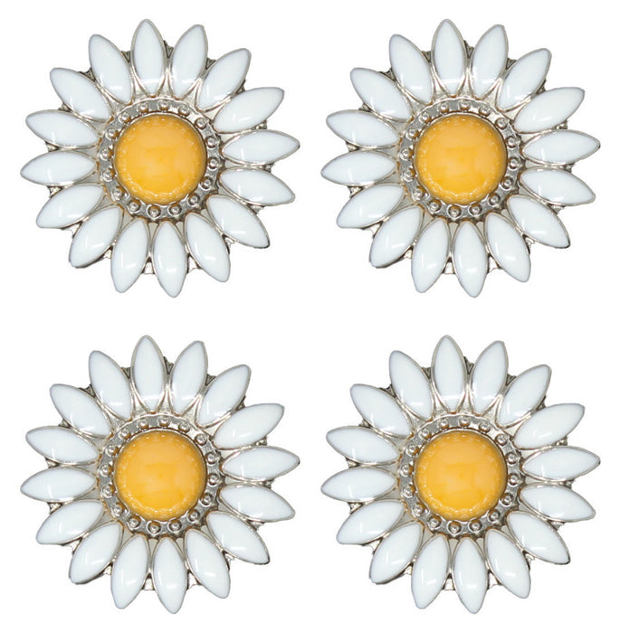 1-1/4" Set of 4 Yellow Flower Western Tack Belt Bag Jewelry Decorative Conchos CO367