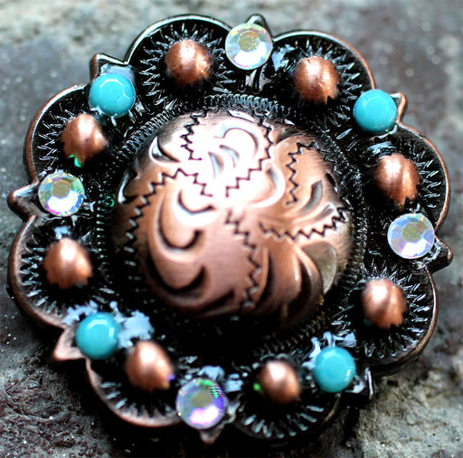 Concho 4 Conchos Rhinestone Horse Saddle Western Bridle Berry Turquoise Co96