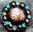 Concho 4 Conchos Rhinestone Horse Saddle Western Bridle Berry Turquoise Co96
