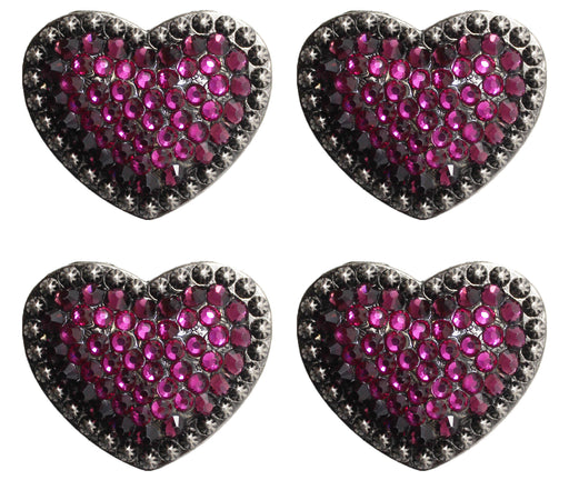 4 Western Conchos Rhinestone Horse Saddle Heart Bling Tack Pink Purple CO101