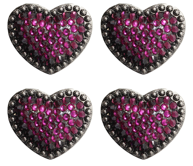 4 Western Conchos Rhinestone Horse Saddle Heart Bling Tack Pink Purple CO101