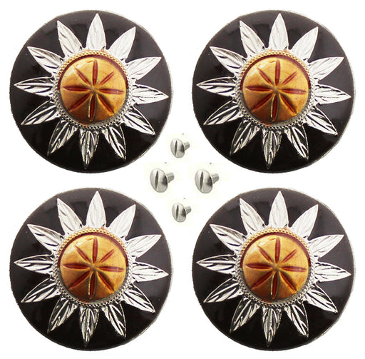 4 Conchos Brown Copper Horse Saddle Western Flower Tack Rodeo 1" CO123