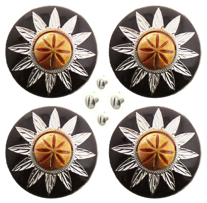 4 Conchos Brown Copper Horse Saddle Western Flower Tack Rodeo 1" CO123