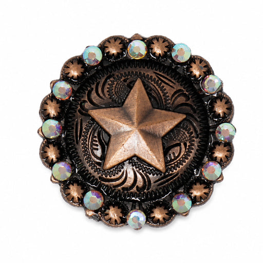 1-1/4" Set of 4 Copper Star Engraved Tack Belt Bag Jewelry Decorative Conchos CO171