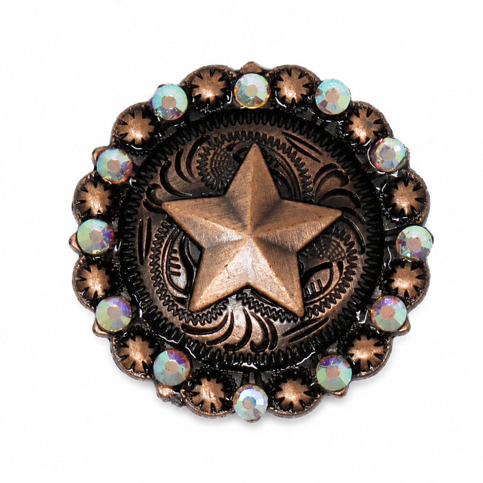 1-1/4" Set of 4 Copper Star Engraved Tack Belt Bag Jewelry Decorative Conchos CO171