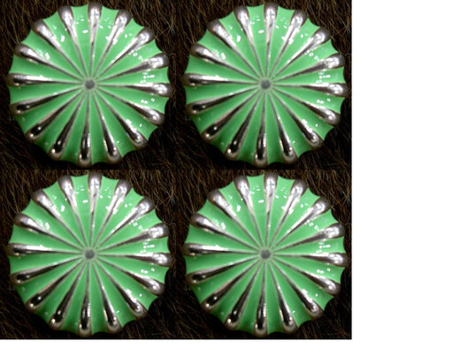 1" Lot of 4 Fluted Conchos Concho Bling Horse Saddle Tack Western Teal Blue CO193