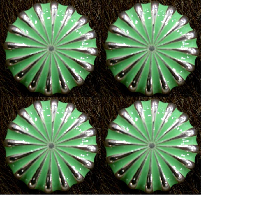 1" Lot of 4 Fluted Conchos Concho Bling Horse Saddle Tack Western Teal Blue CO193