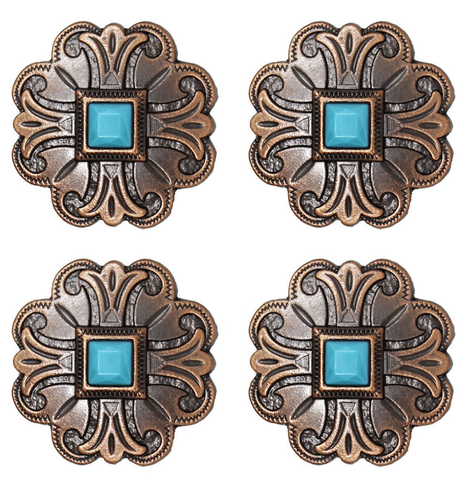 1-1/2" Set of 4 Copper Cross Tack Belt Bag Jewelry Decorative Conchos CO210B
