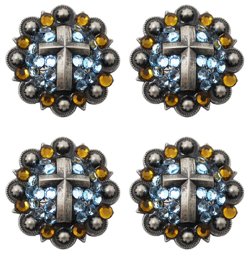 Concho 4 Conchos Rhinestone Horse Saddle Western Bridle Turquoise Co390