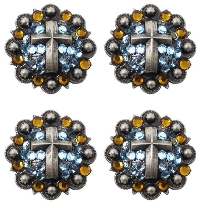 Concho 4 Conchos Rhinestone Horse Saddle Western Bridle Turquoise Co390