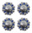 Set of 4 Screw Back 1-1/4" Blue Rhinestone Western Tack Conchos CO40