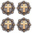 Set of 4 Conchos 1-1/2" Western Saddle Tack Gold Cross Engraved Conchos CO418