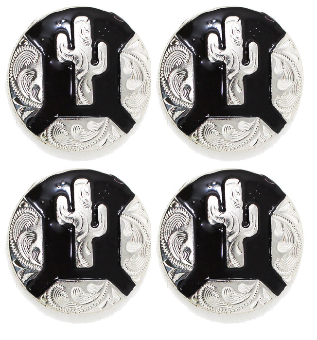 4 Conchos Horse Saddle Western Bridle Headstall Screw Back Silver Cactus CO435